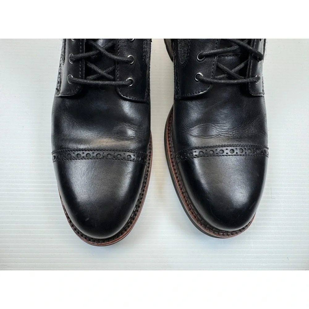 Johnson & Murphy 1850 Fullerton Cap-Toe Boots Mens 8.5 EUC Black Leather 27-1711